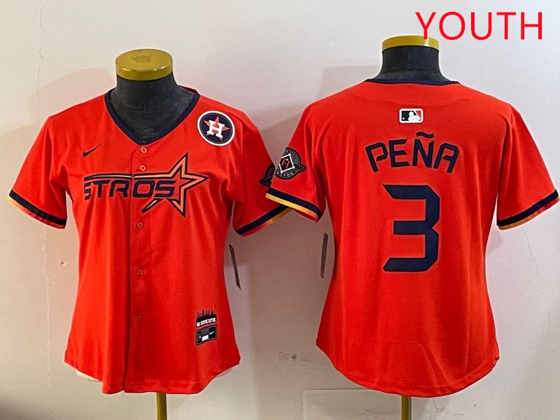 Youth Houston Astros Blank #3 Pena Three generations Joint Name 2025 Nike MLB Jersey style 7